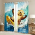 thumbnail image 2 of Erosebridal Otter Surfing Curtains Pack of 2 (42Wx63L),Blue Yellow 30%-50% Black Out Curtains,Ocean Sea Curtains for Living Room,Marine Room Decor, 2 of 6