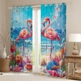 thumbnail image 2 of Flamingo Curtains for Living Room,Tropical Animals Window Drapes Bedroom Blackout 30%-50%,Hawaiian Summer Beach Window Treatment Grommet Top 2 Panels Decor,38Wx45L, 2 of 6