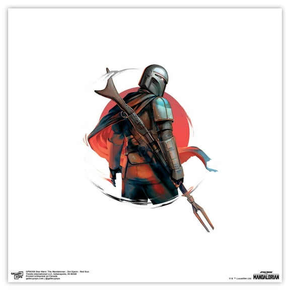 Gallery Pops Star Wars: The Mandalorian - Din Djarin - Red Sun Wall Art, Unframed Version, 12" x 12"