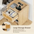 thumbnail image 2 of Furpezoo Rattan Nightstand Set of 2 With Built-in Charging Station Outlets , Side Table with 1 Drawer, End Table for Living Room or Bedroom, 2 of 9