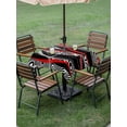 thumbnail image 4 of Outdoor Tablecloth with Umbrella Hole for Patio/Picnic/Party/Camping, Red Black Stripes Waterproof Table Cloth Square Cover Washable, Modern Gradient Abstract Lines Art (60"x 60"), 4 of 8