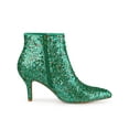 thumbnail image 3 of BLISSFUL STEP Women's Glitter Point Toe Stiletto Heels Ankle Boots Shamrock Green 7, 3 of 7