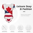 thumbnail image 5 of Haiem USA Canada Flag Women's Crew Neck Short Sleeve Bodysuit Tops Stretchy Slim Basic-Medium, 5 of 8