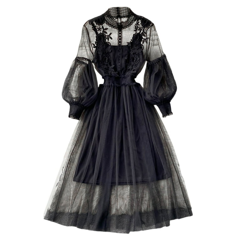 floral embroidered see through dress Deep V-neck Sheer Sleeves Embroidered Blooming Flower Lace Prom Dress main image 1
