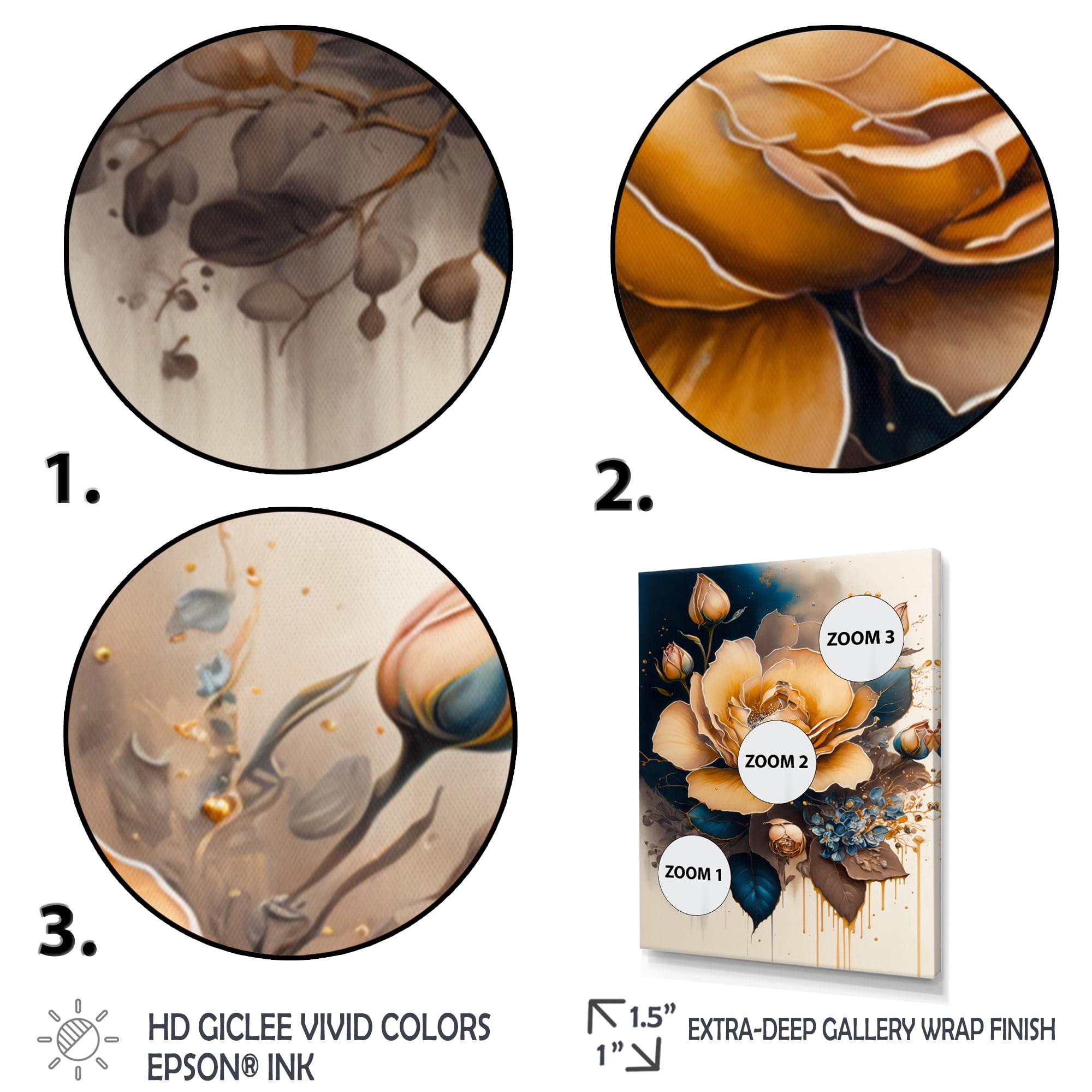 Designart Yellow And Blue Roses II Canvas Wall Art