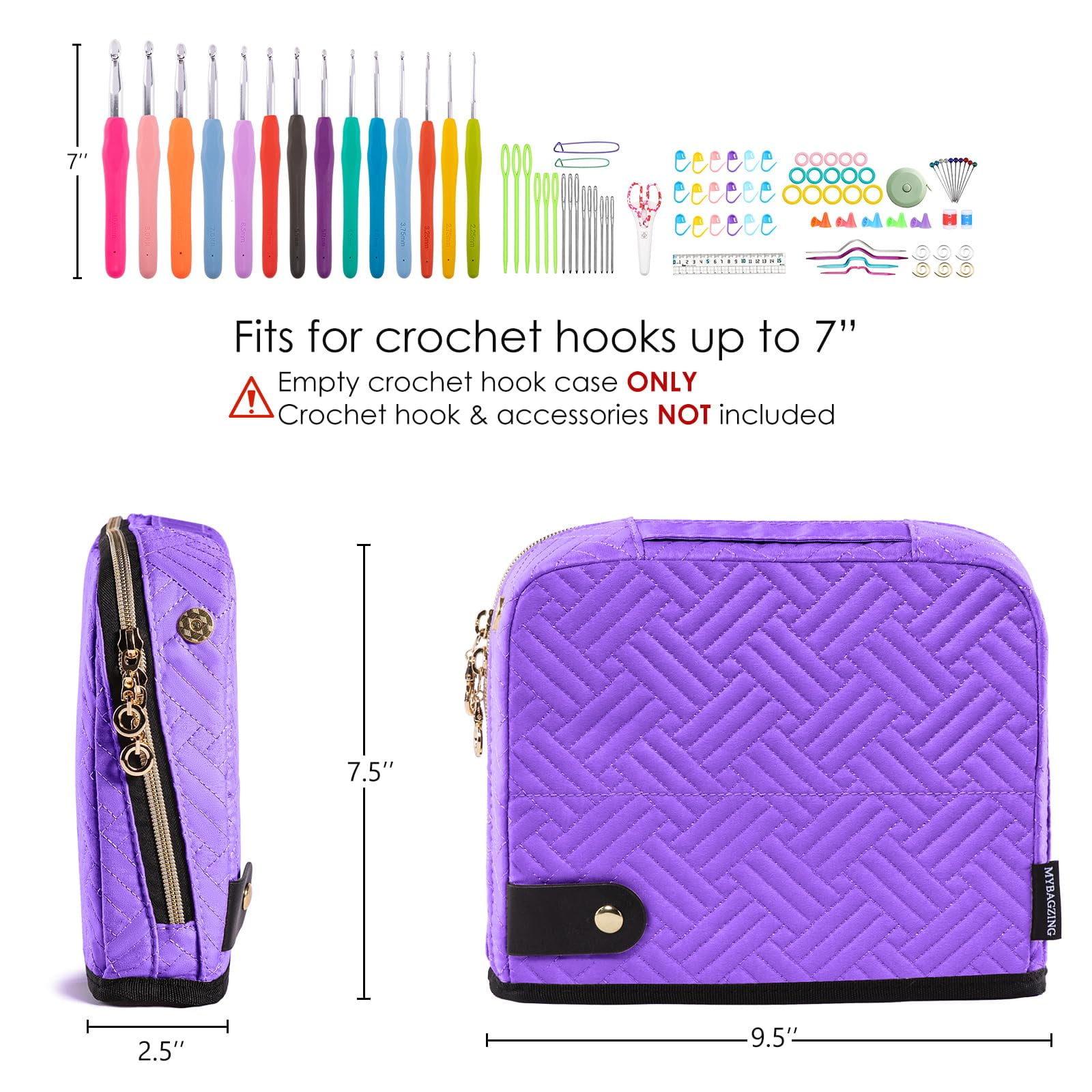 Purple Empty Crochet Hook Case - Crochet Hook Organizer Case Stand Up (Upgraded) -Corchet Organizer - Crochet Hook Holder
