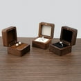 thumbnail image 2 of Wood Jewelry Box Wedding Ring Box Earring Rings Organizer Box Gift Package Case, 2 of 12