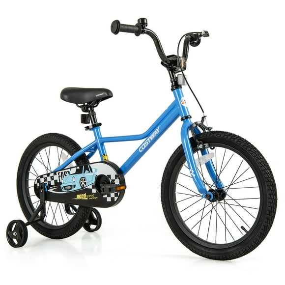 Costway 18" Kids Training Bike with Removable Training Wheels Pneumatic Tires Navy