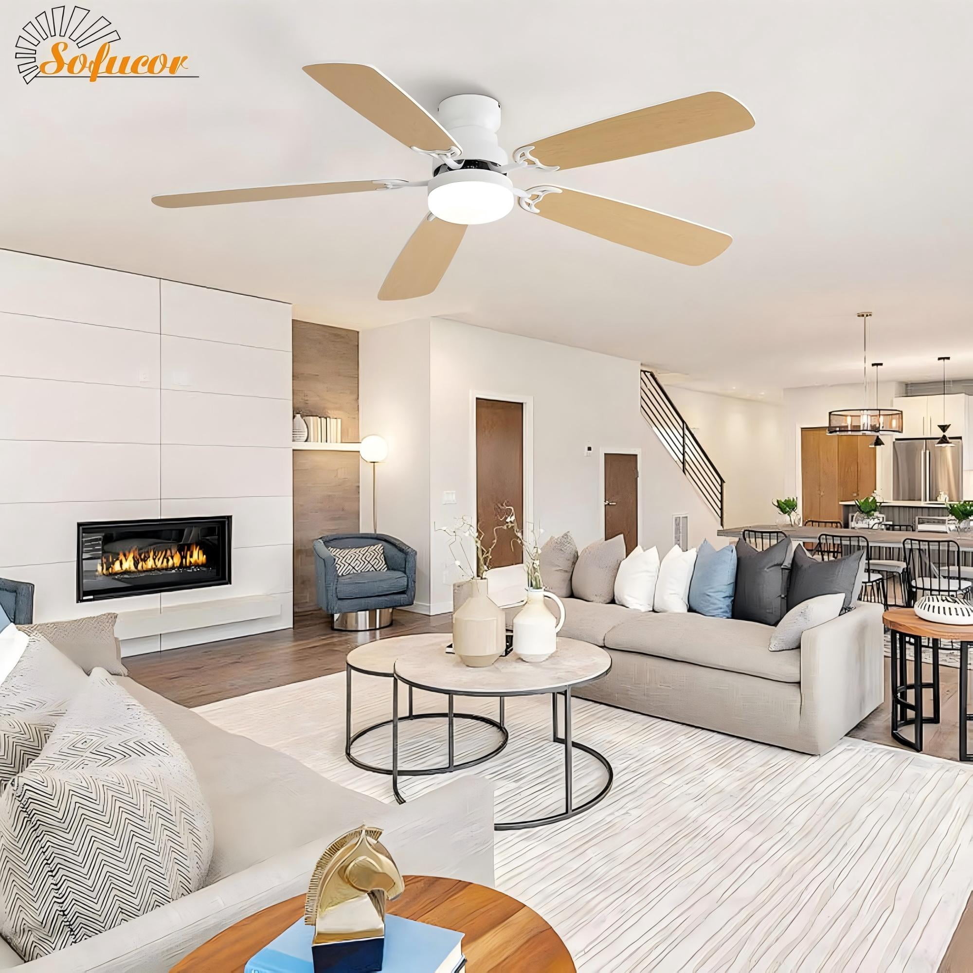 Sofucor 52-Inch Modern Ceiling Fan with LED Light and Remote