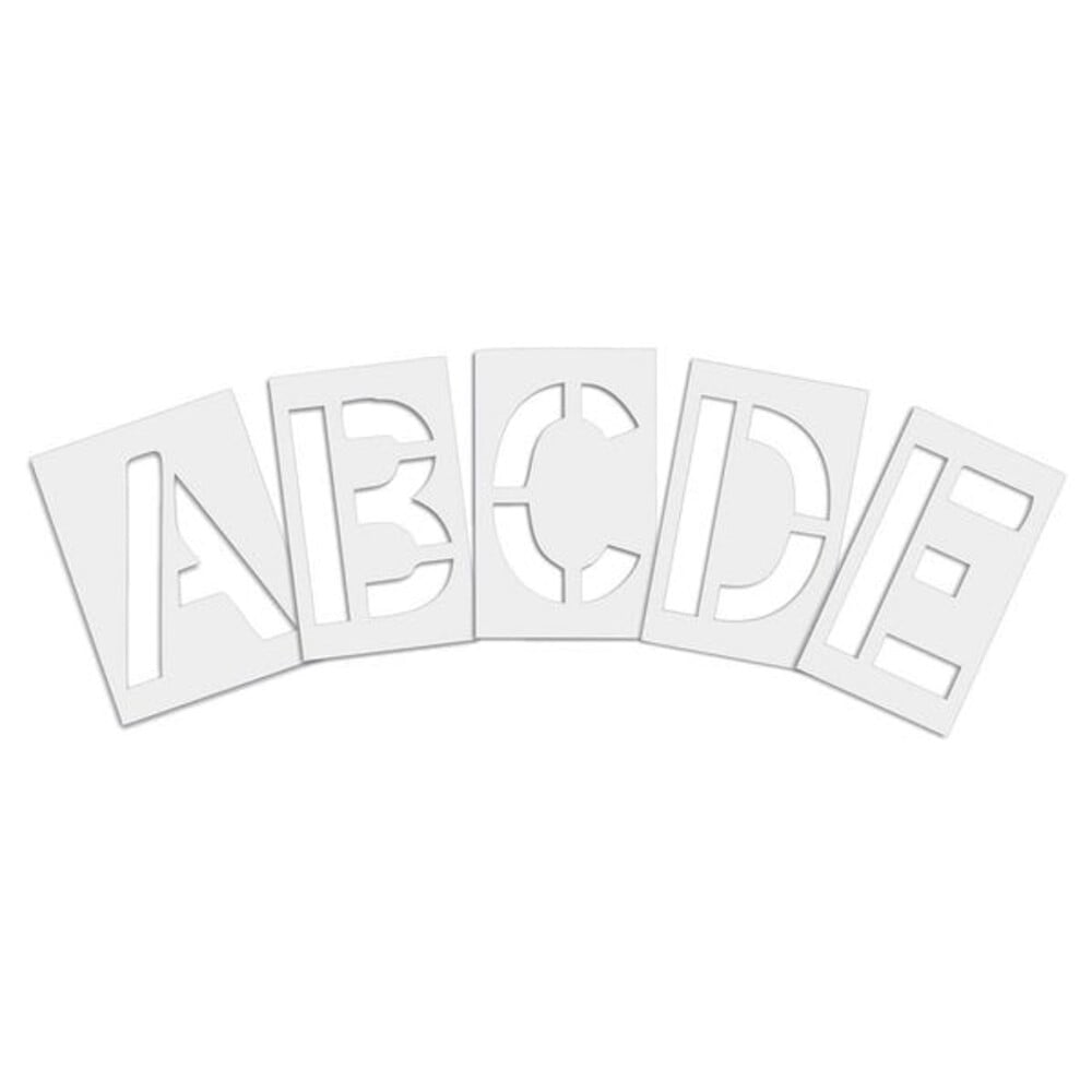 Pavement Stencil, Letter Set, A Thru Z, Blanks, 8 in Character Height, Highway Gothic Font, Clear