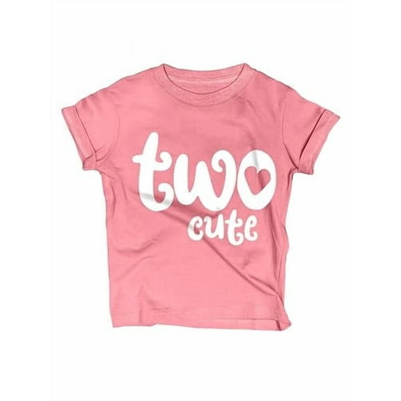 Lalo & Luna Two Cute 2nd Birthday Outfit/T-Shirt for Two Year Old Girl - Second BdayToddler Tee - 2T Mau/H SS