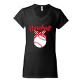 thumbnail image 2 of Wild Bobby, Cute Baseball Mom Ribbon Gift, Mother's Day, Women Standard V-Neck Tee, Black, Small, 2 of 3