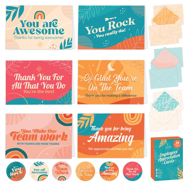 Tarjetas de agradecimiento Decorably 6x4 pulgadas - Pack de 24