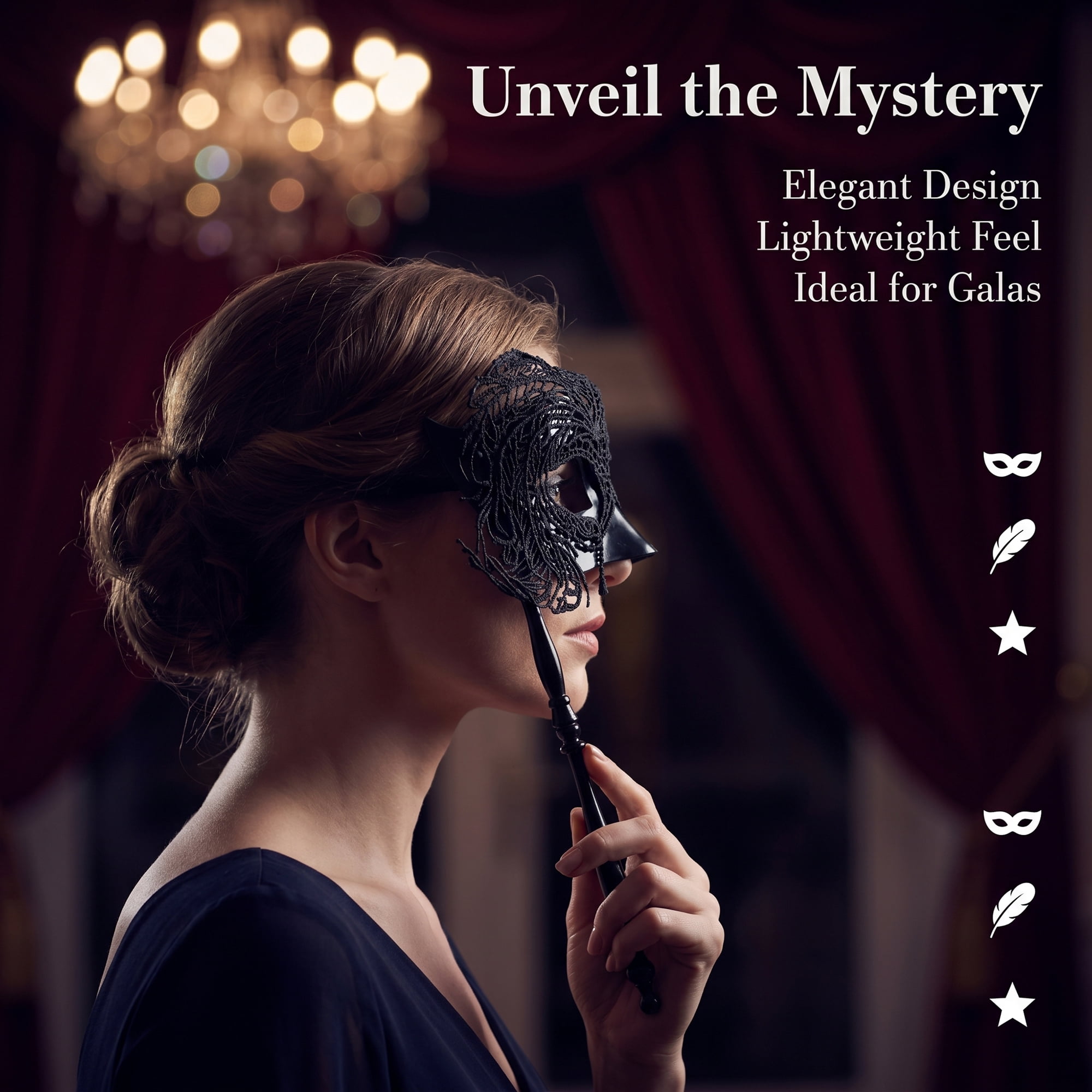 Unique Bargains Handheld Masquerade Mask with Stick Molded Venetian Plastic Eye Mask Black Large Peacock 11.4" x 7.1"