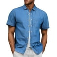 thumbnail image 5 of Tosmy Mens Casual Shirts Slim Fit Washed Denim Shirt For Male Short Sleeve Lightweight For Summer Tops, 5 of 6