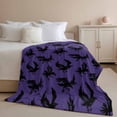 thumbnail image 3 of Flannel Fleece Throw Blanket Halloween Crow Horror Black Shadow Lightweight Soft Plush Blankets,Retro Purple Cozy Warm Throw Blanket for Couch Sofa Bed Car Office All Season Use 40x50in, 3 of 9