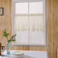 thumbnail image 4 of EFINNY Beige Lace Short Curtain for Kitchen Window Jacquard Floral Sheer Curtain Valance for Small Window Rod Pocket Top Tulle 1 Piece, 4 of 6