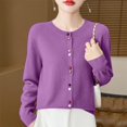 thumbnail image 3 of Women's Soft and Cozy Short-Length Sweater Jacket for Fall and Winter, Round Neck Design, Winter Clothes for Women,Purple,M, 3 of 5