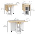 thumbnail image 2 of Oak Finish Folding Dining Table with Drawer & Shelves - Space Saving Drop Leaf Table for Kitchen or Dining Room - Seats 4, 2 of 7