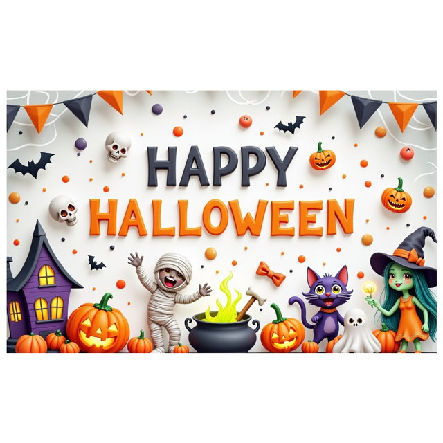 Decorative Design Happy Halloween Polyester Material Halloween Party Banner for Festival Indoor Decoration Party Celebration