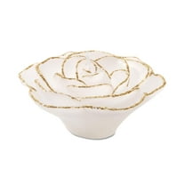 Rose Shaped White & Gold Floating Candle: 3.75 inches