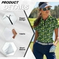 thumbnail image 5 of COEQINE St. Patrick's Day Women Short Sleeve Golf Shirts Moisture Wicking V Neck 1/4 Zip Golf Polo Shirt Lightweight Workout Sportswear Shamrock Rainbow and Wine Glass Print Athletic Tops, XL, 5 of 7
