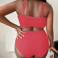 thumbnail image 5 of WIZUTIZ Plus Size Hollow Out Swimsuit Crossed Strap Adjustable Backless Two Piece-Neck Split Plus Size Swimsuit Strap High Waist Swimsuit Red up to 50% Off, 5 of 5