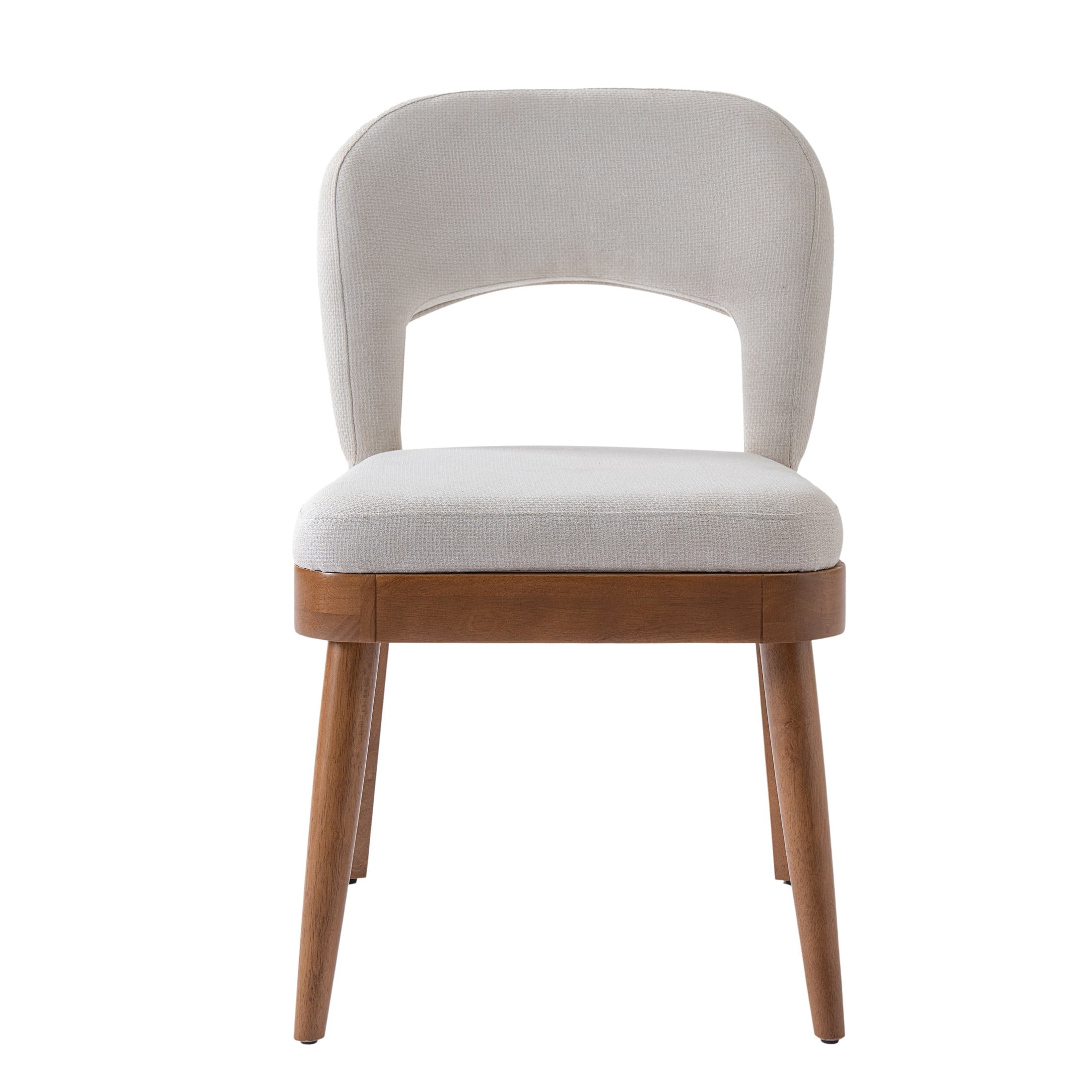 Christopher Knight Home Modern Armless Dining Chairs with Hollow Back, Wood Frame, Beige+Walnut, Set of 2