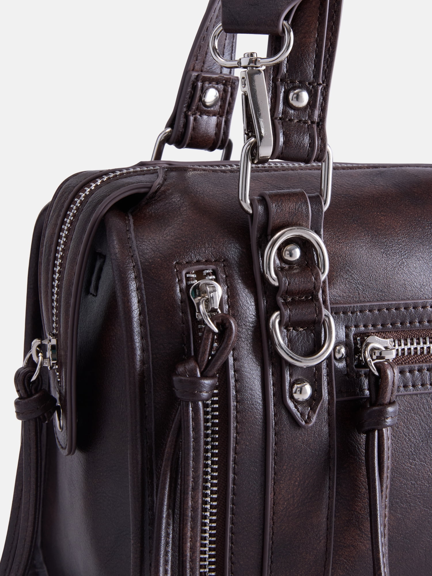 Madden NYC Women's Soft Zipper Satchel Handbag, Brown