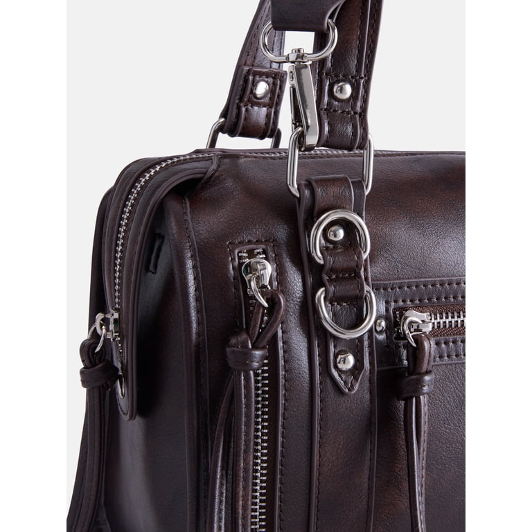 Madden NYC Women's Soft Zipper Satchel, Brown photo 3