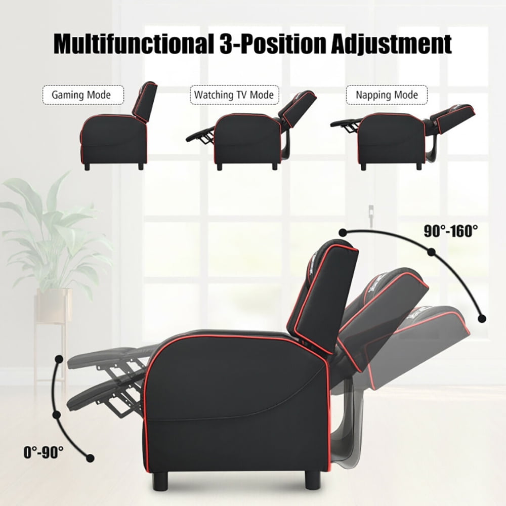 Finihen Massage Recliner Chair, Massage Racing Gaming Single Recliner Chair, for Gaming Room, Home Theater, Red Finihen Massage Recliner Chair, Massage Racing Gaming Single Recliner Chair, for Gaming Room, Home Theater, Red