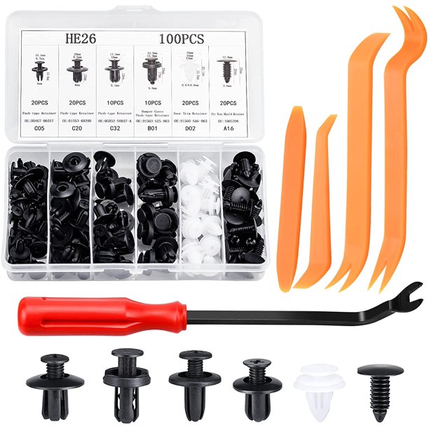 100 Piezas Clips de Remache de Plástico Remaches de Plástico Sujetador Protector con Múltiples Formas y Tamaños Universal para Paneles de Puerta de Automóviles con Herramienta de Extracción ShuxiuWang 8390613695482