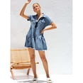 thumbnail image 2 of Women's short-sleeved collared casual denim dress, 2 of 5