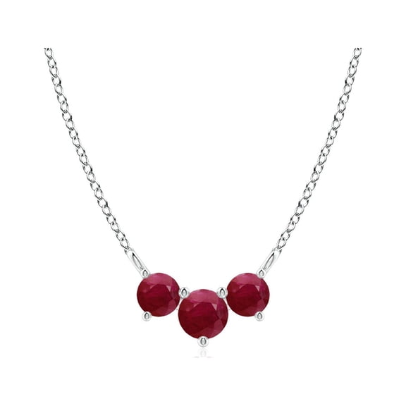 ANGARA Natural Classic Trio Ruby Necklace in 14K White Gold for Women (Size-4mm) | July Birthstone, Birthday, Anniversary, Jewelry Gift for Women | Natural Ruby Necklace