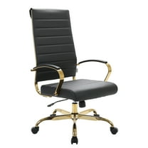 Vintage Leather Office Chair - High-Back Gold Frame - Adjustable Ergonomic Desk Chair - Modern Executive Comfort
