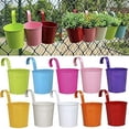thumbnail image 3 of Hanging Planters Outdoor - Hanging Tin Planter - 6.3 inch Colorful Metal Flower Pot, Tin Hanging Bucket Green Plant Flower Container, Garden Decorative Iron Hanging Plant Buckets (Blue), 3 of 9