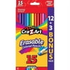 Cra-Z-Art Real Wood, Pre-Sharpened Strong Erasable Colored Pencils, 15 Count