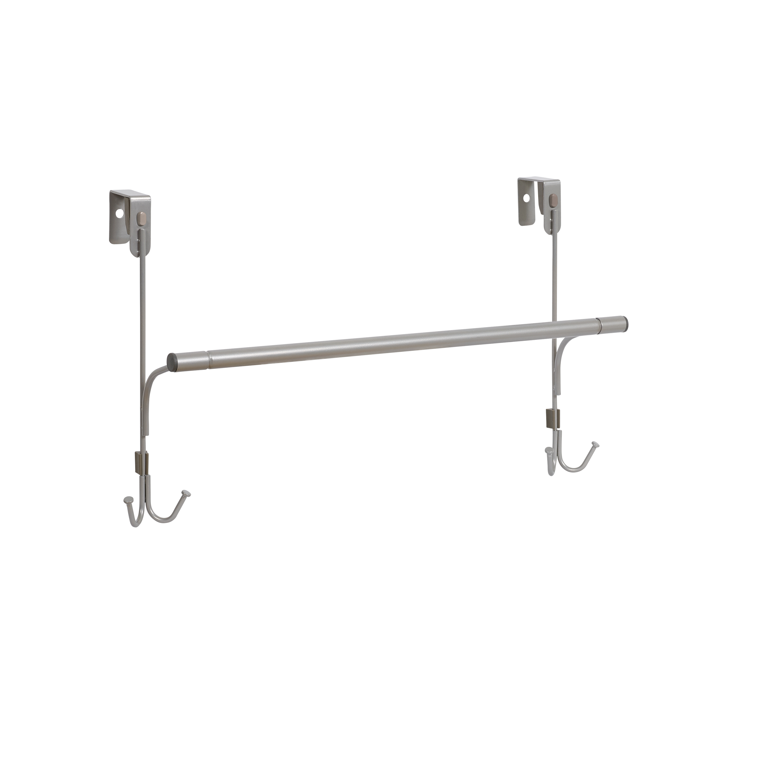 Mainstays SnugFit OvertheDoor Towel Bar with 4 Hooks, Satin Nickel