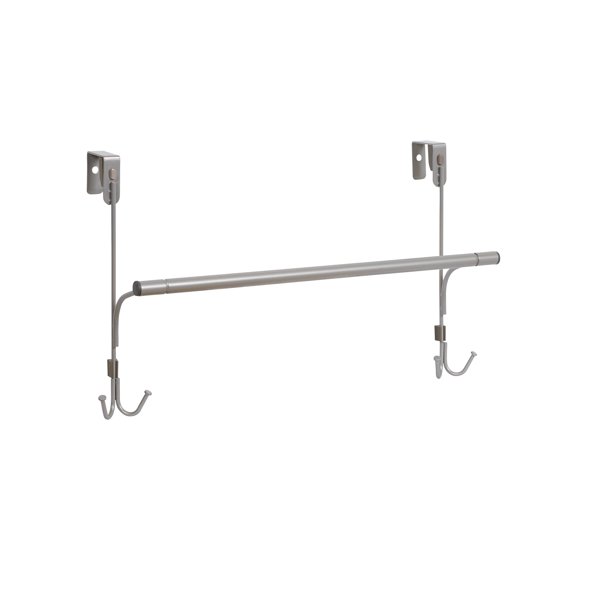 Mainstays SnugFit OvertheDoor Towel Bar with 4 Hooks, Satin Nickel
