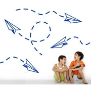 Flying Paper Airplane Kids Modern Wall Art Decal