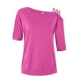 thumbnail image 6 of Womens Fashion Summer Tops Solid Color Casual One Shoulder Strap Short Sleeve Blouses for Women Trendy, 6 of 6