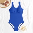 thumbnail image 5 of VISALY Womens Two Piece Ribbed Tankini Swimsuits Scalloped Tankini Tops with Bottoms Tummy Control Bathing Suits Strappy Square Neck Bathing Suits Modest Beach Summer 2026 Swim Suits Blue Xl, 5 of 7