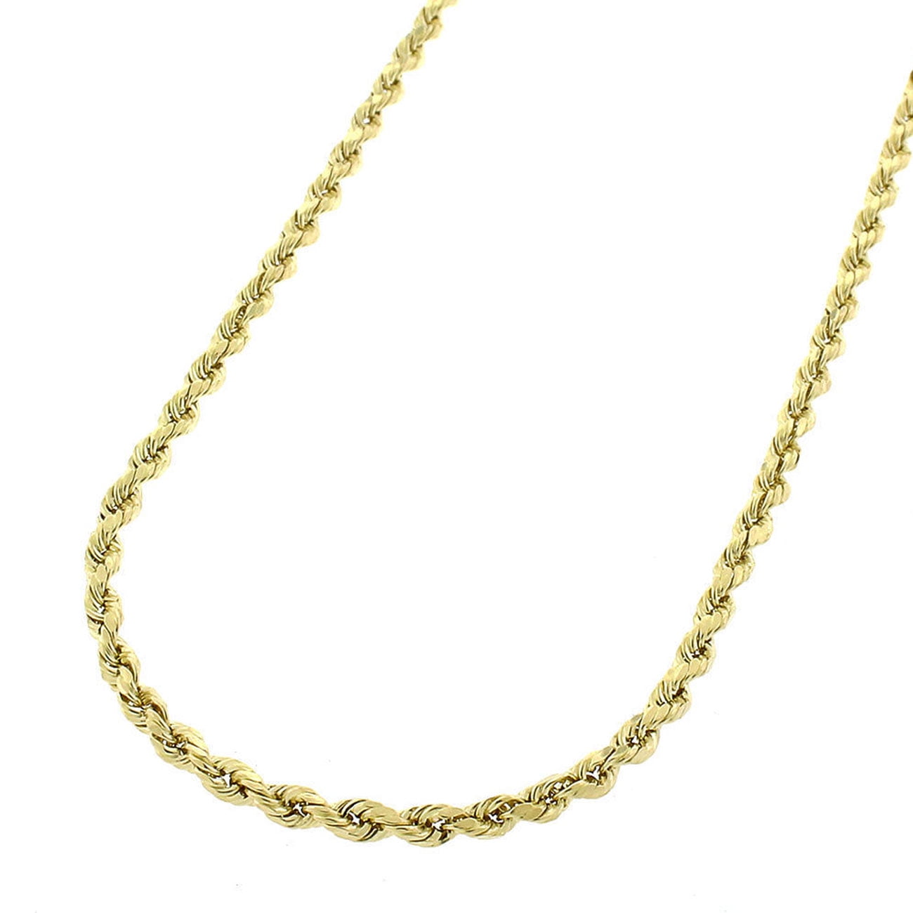 14K Yellow Gold Mens 2.5MM Solid Diamond Cut Ropes Chains Necklace 16 to 22 Inches, 16 Inches