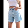 thumbnail image 3 of Pantalones Cortos Vaqueros para Mujer, Informales, de Verano, de Cintura Media, Deshilachados, Elásticos y Rotos. Azul y S, 3 of 10
