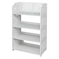 thumbnail image 2 of 4 Tiers Carved Shoe Rack Wood-plastic Board, White, 2 of 10
