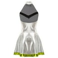 thumbnail image 4 of TiaoBug Women's Metallic Alien Dress Halter Neck Shiny Holographic Dance Dresses Fluorescent Green M, 4 of 5