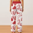 thumbnail image 4 of Women's Pajama Pants Sleepwear, Casual Drawstring Elastic Waist Pants, Comfy Straight Yoga Loose Trousers with Love Print,Vermilion,2XL, 4 of 7