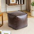 thumbnail image 4 of Faux Leather Ottoman Footstool, Moroccan Pouf Cover, Unstuffed Storage Footrest, for Living Room, Bedroom, Nursery Decor, 1-pack, Brown, by Ihhxbz, 4 of 8
