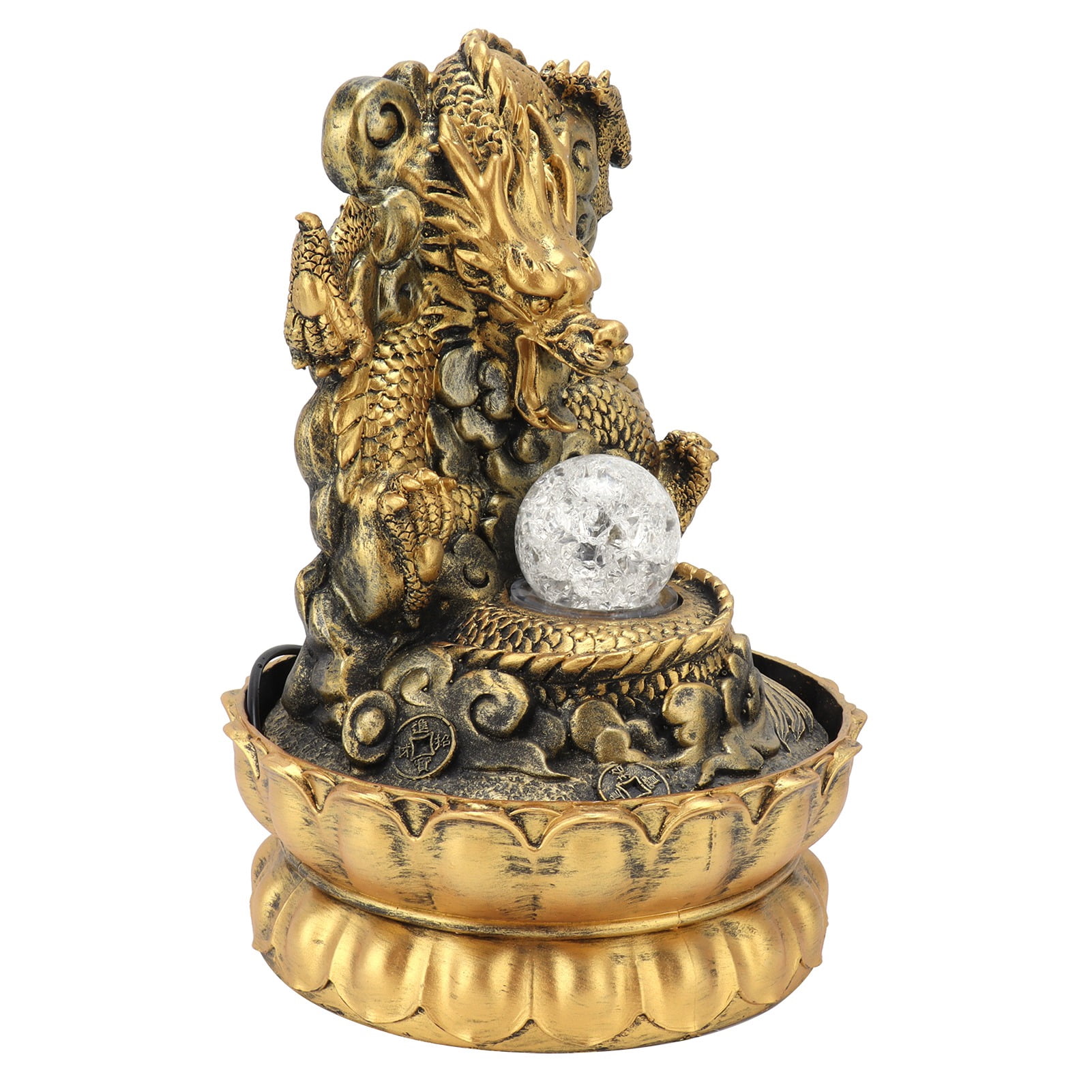 Nieyigj Resin Dragon Statue LED Desktop Water Fountain Home Office Decor, 11.02 inches / 28 cm (EU Plug 220V)