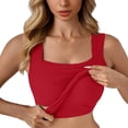 thumbnail image 3 of Aoiroe Women Built-in Bra Tank Tops Sleeveless Casual Shirts Racerback Ribbed Fitted Tank Tops Red L, 3 of 9